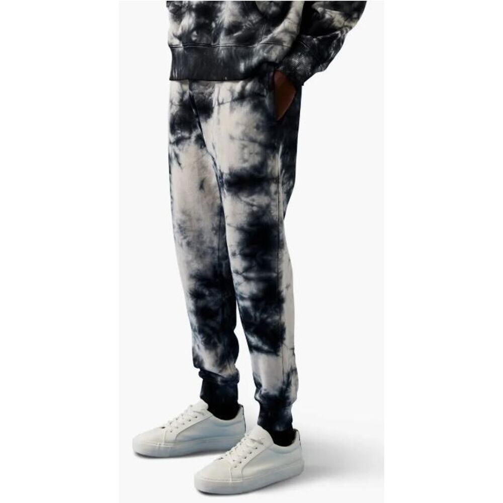 Topman Men's Tie Dye Elastic Waist Drawstring Cotton Blend Joggers Black Small